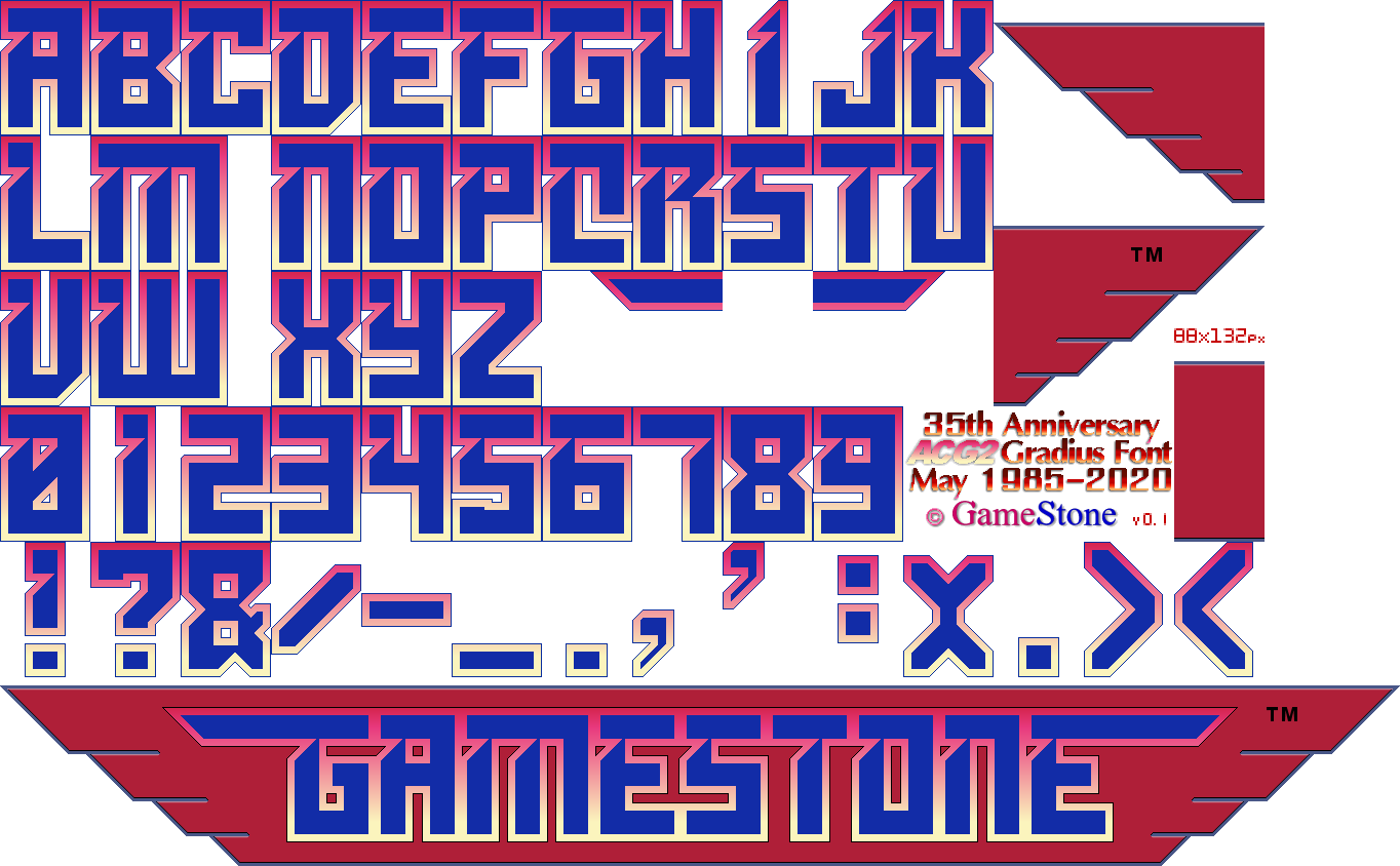GameStone's 35th Anniversary ACG2 Gradius Font