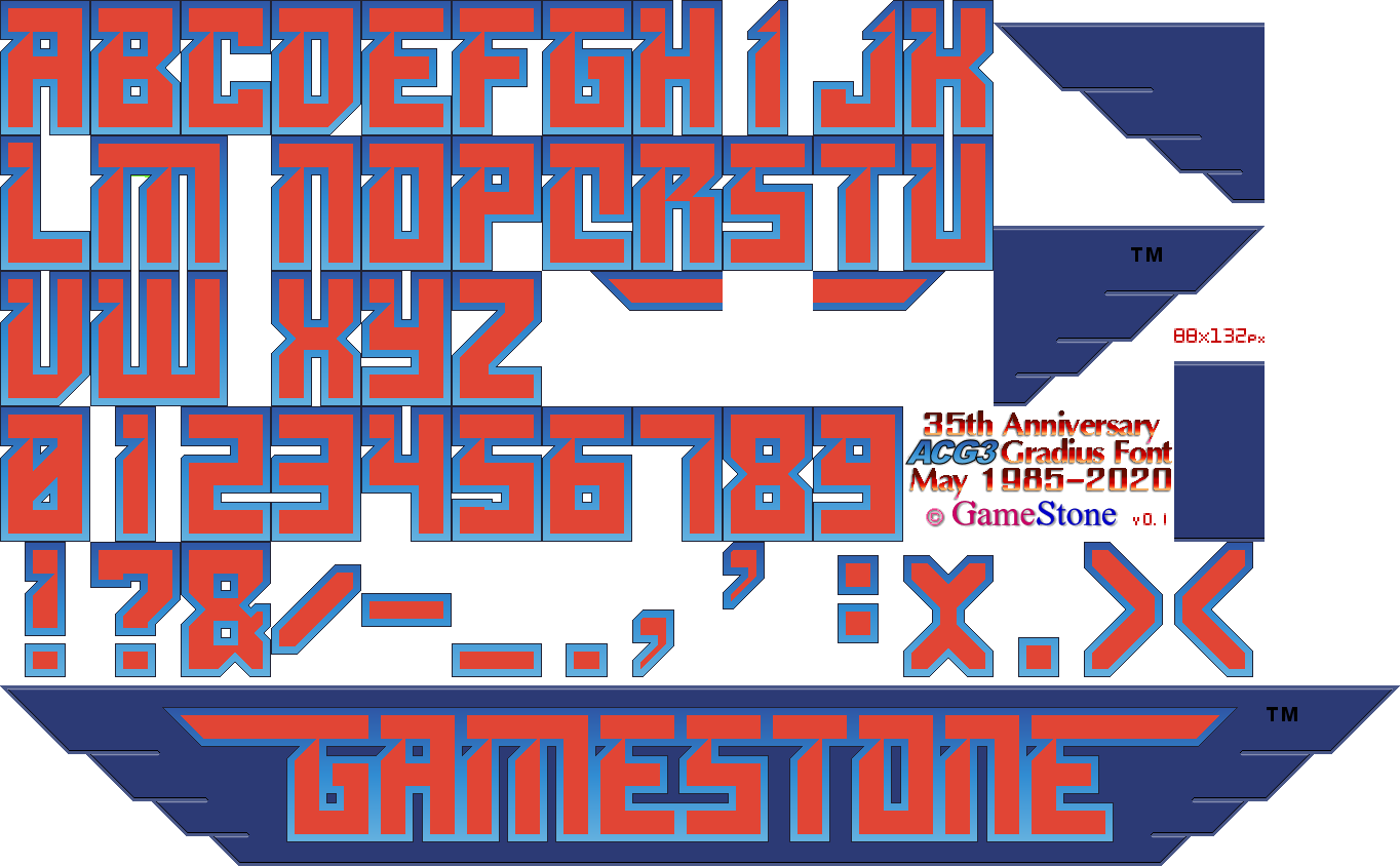 GameStone's 35th Anniversary ACG3 Gradius Font