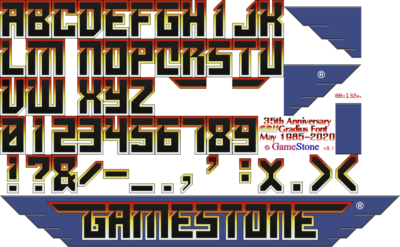 GameStone's 35th Anniversary GB2 Gradius Font