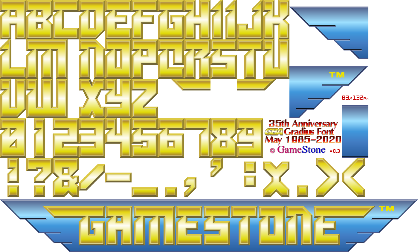 GameStone's 35th Anniversary GBA Gradius Font