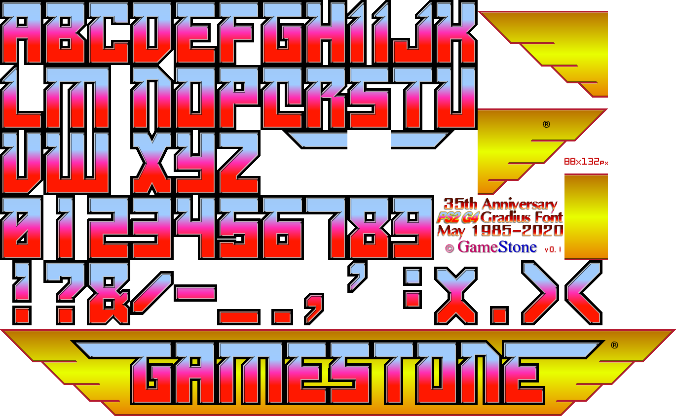 GameStone's 35th Anniversary PS2G4 Gradius Font