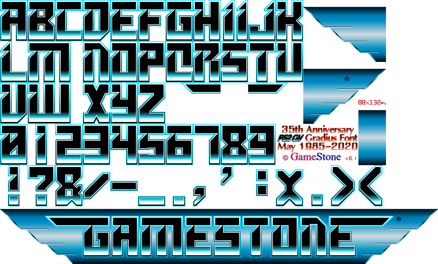 GameStone's 35th Anniversary PS2GV Gradius Font