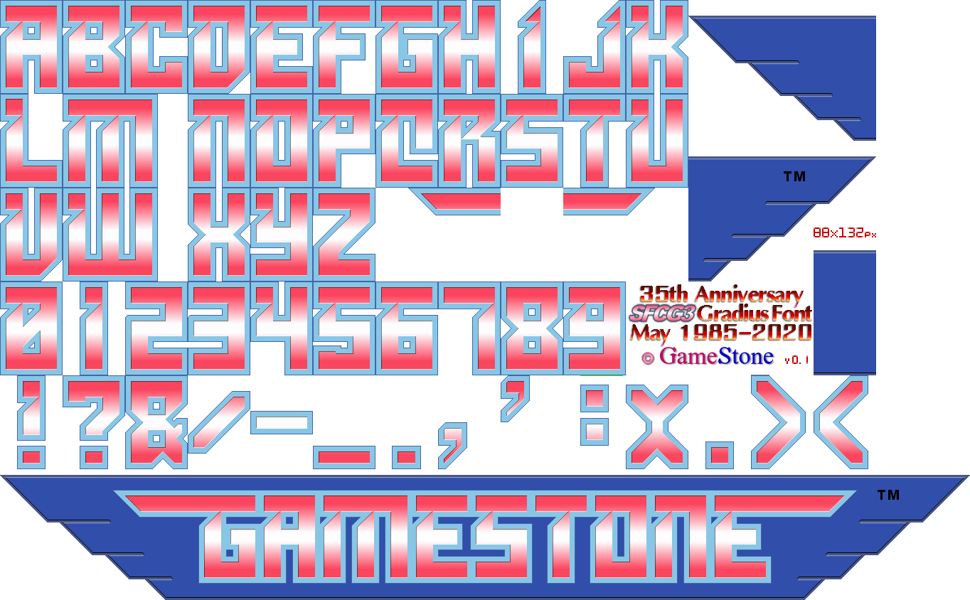 GameStone's 35th Anniversary SFCG3 Gradius Font