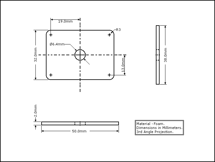 Tripod Quick Release Block Foam Pad Diagram.